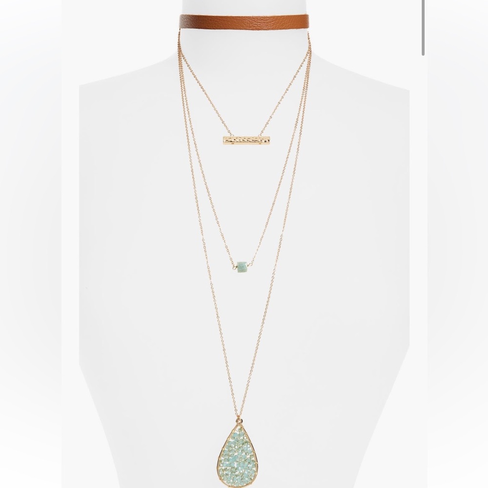 Panacea Leather Choker Layered Necklace